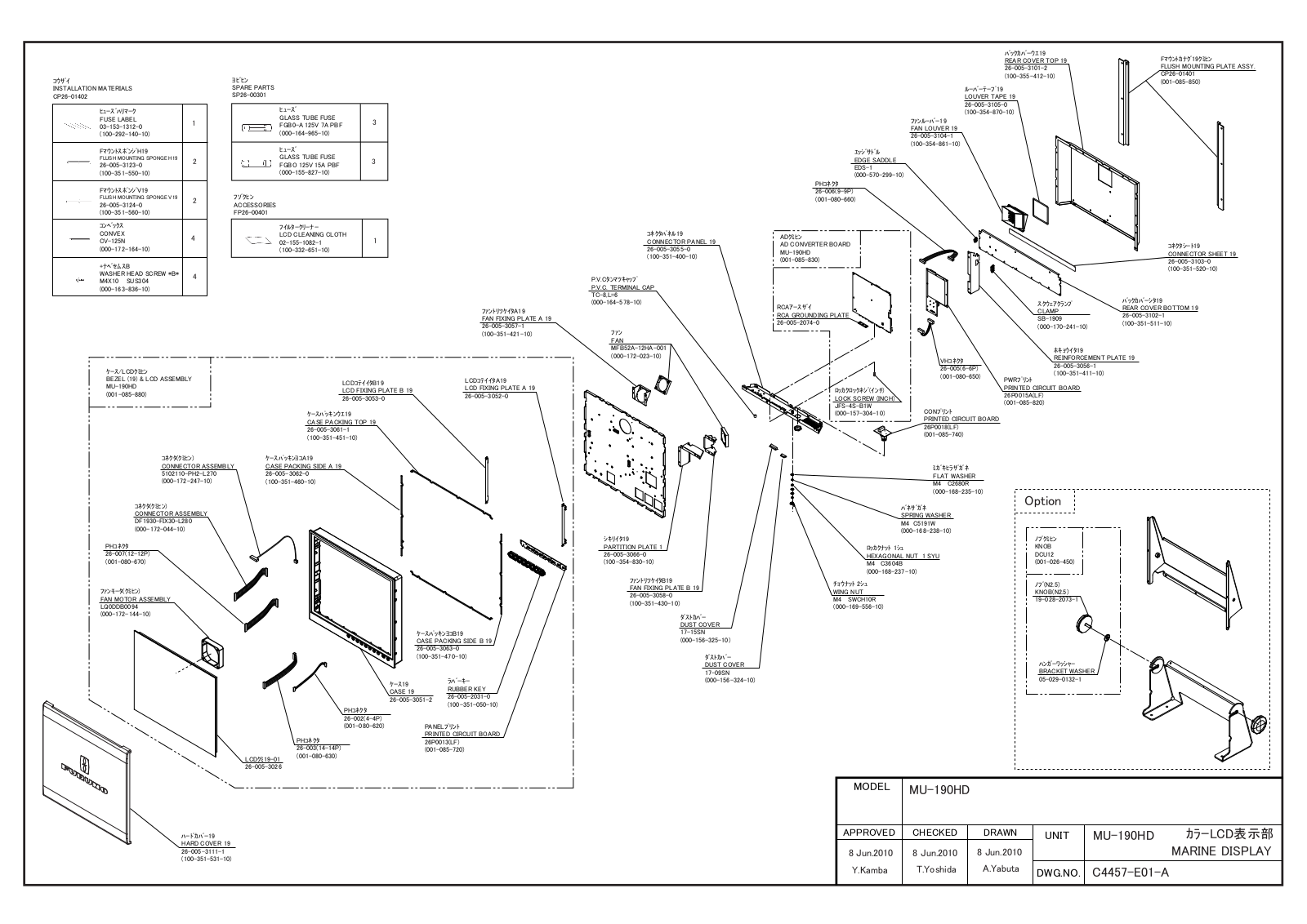 Furuno MU190HD Parts list