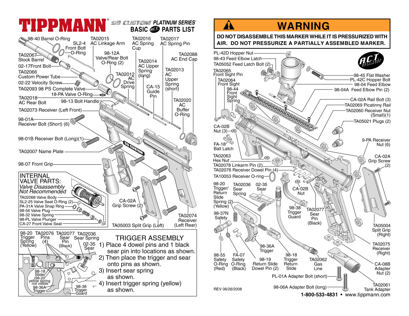 Tippmann 98 Custom Platinum Basic ACT User Manual