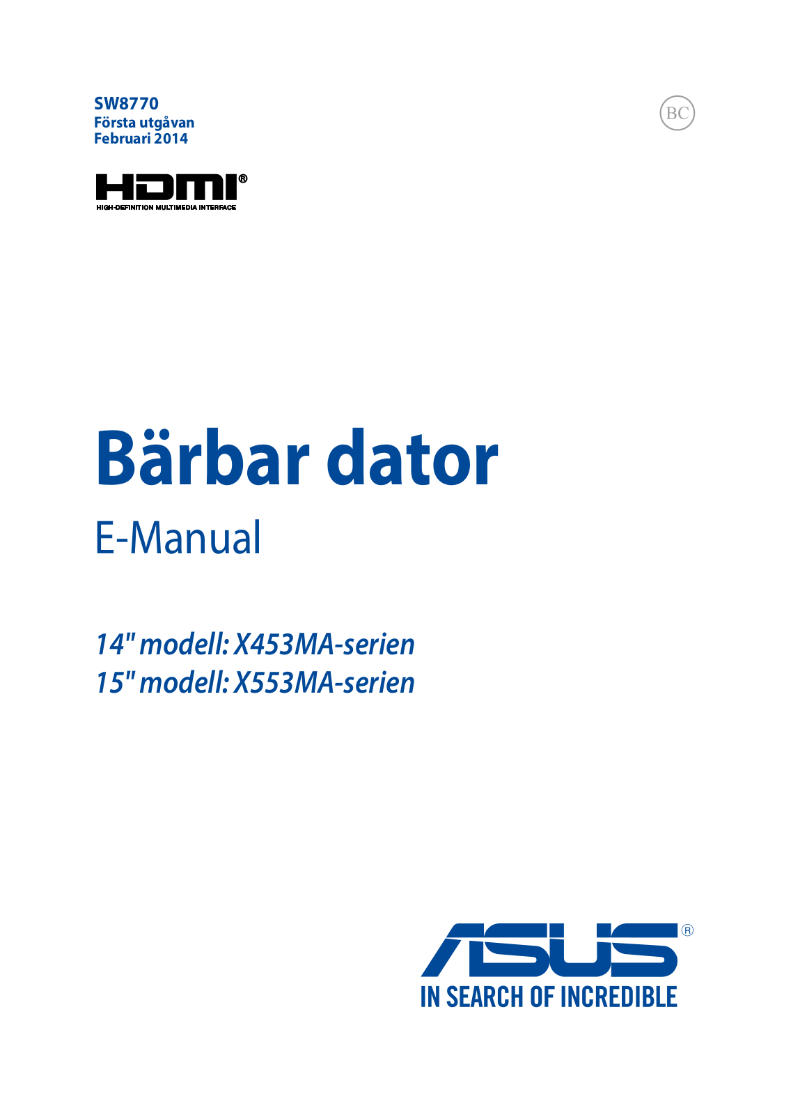 ASUS K553MA, SW8770 User Manual