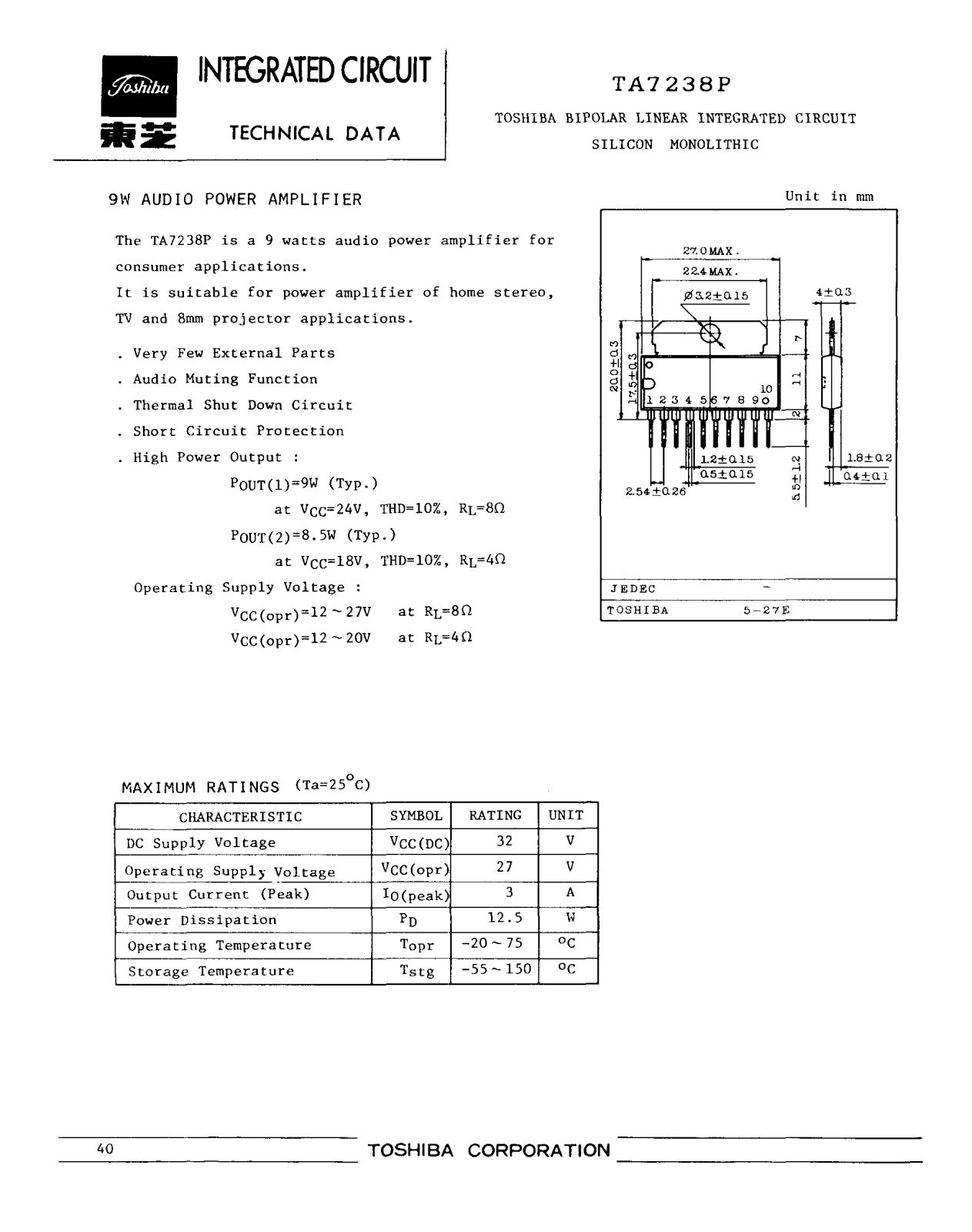 Datasheet TA7238P Specification - ManualMachine.com