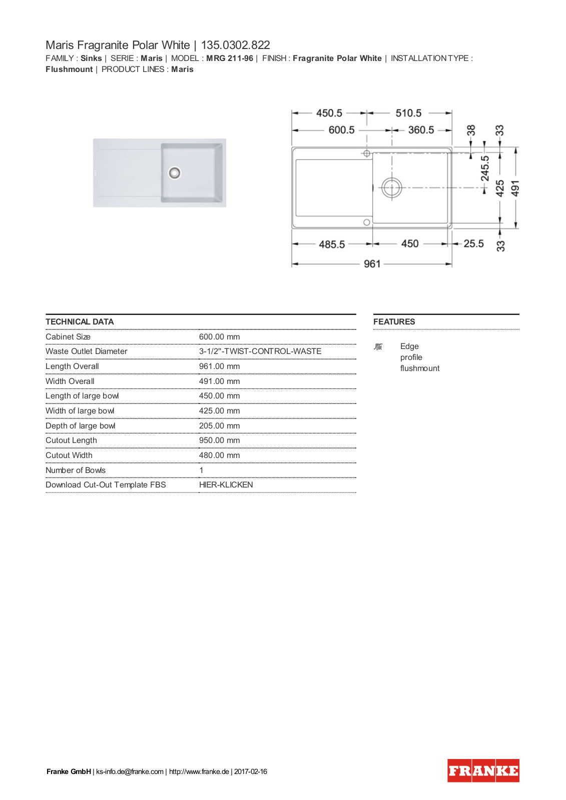 Franke 135.0302.822 Service Manual