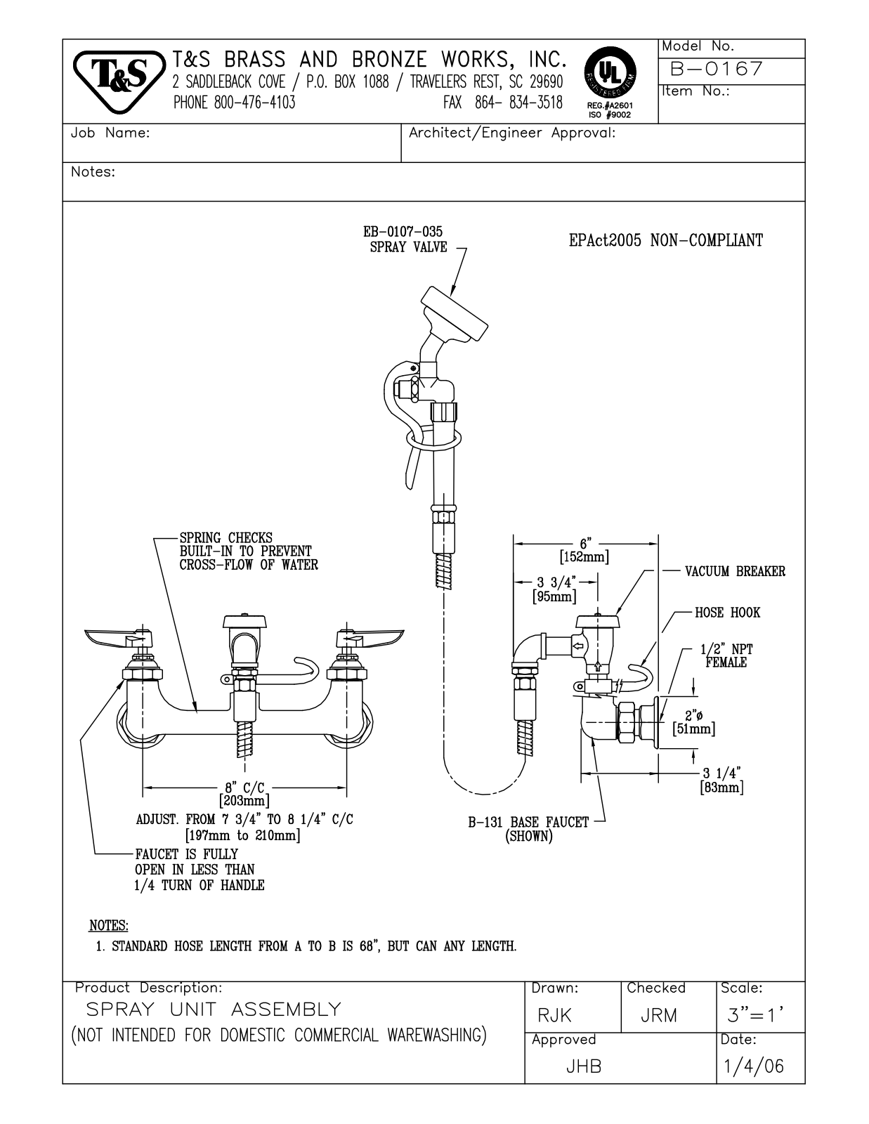 T & S Brass & Bronze Works B-0167 General Manual