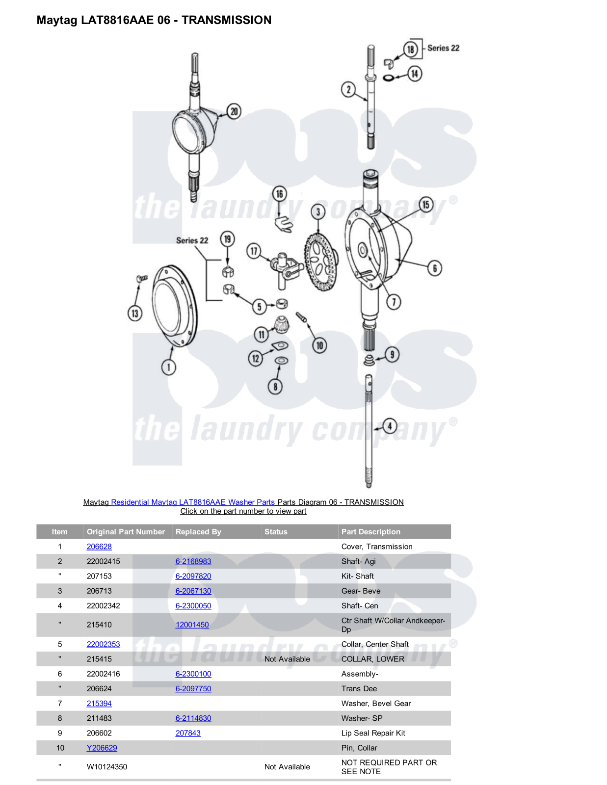 Maytag LAT8816AAE Parts Diagram