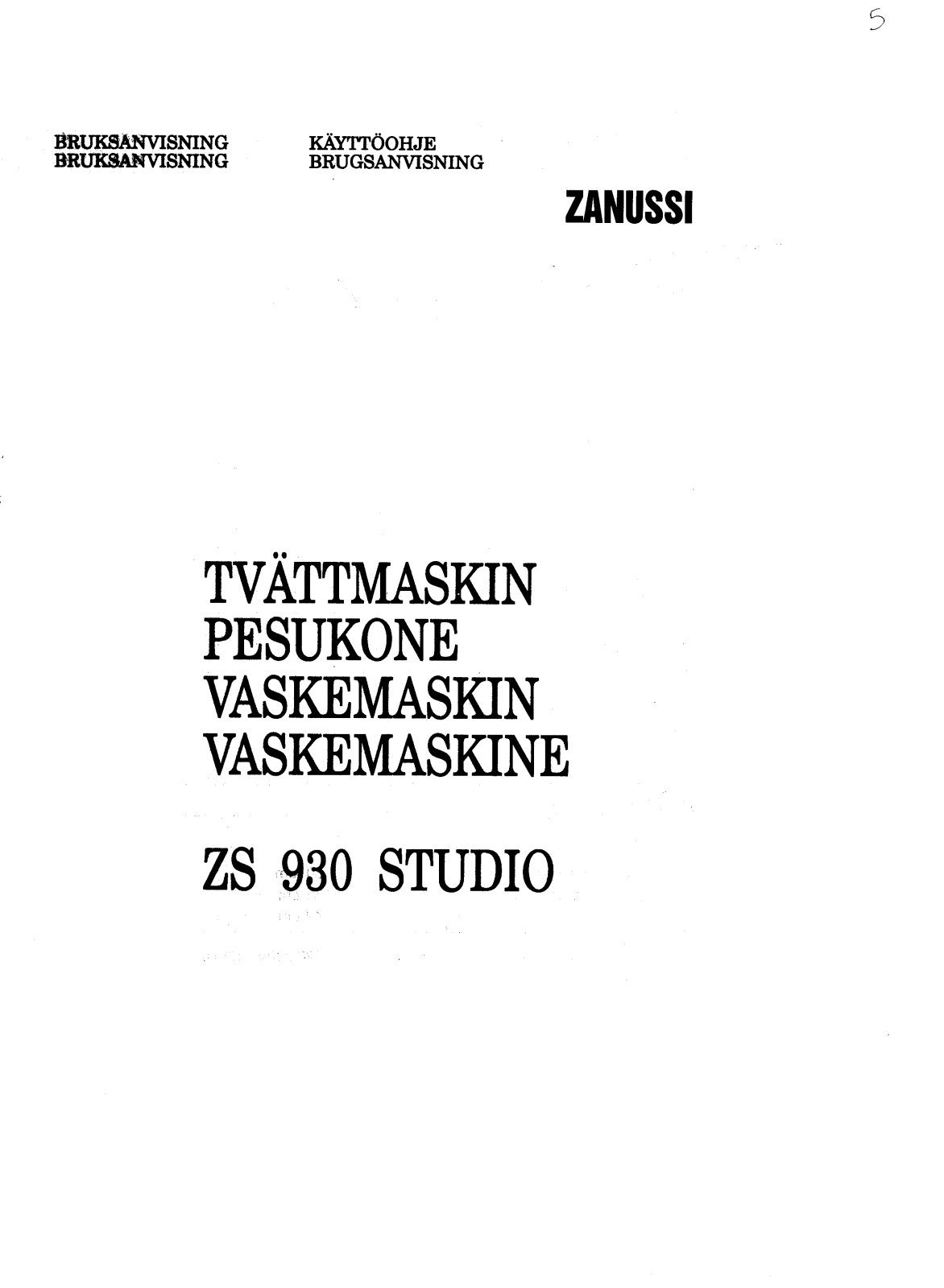 Zanussi ZS930-STUDIO User Manual