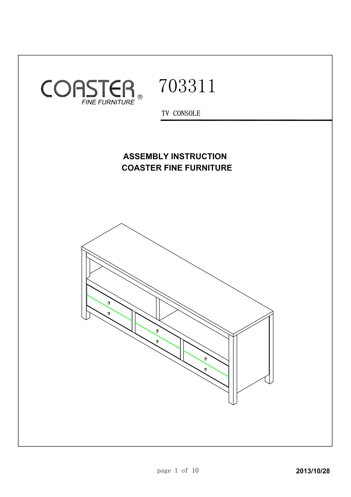 Coaster 703311, 70331123ENT Assembly Guide