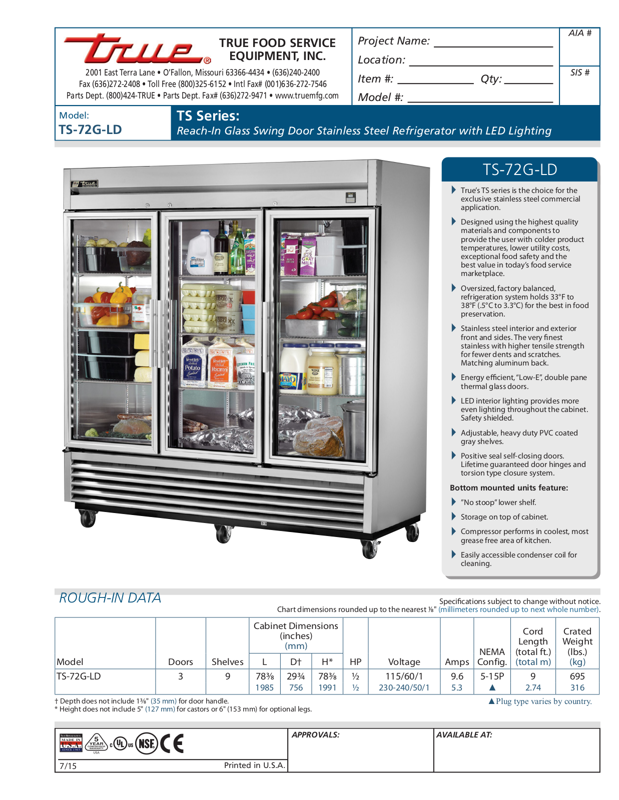 True TS-72G-LD User Manual