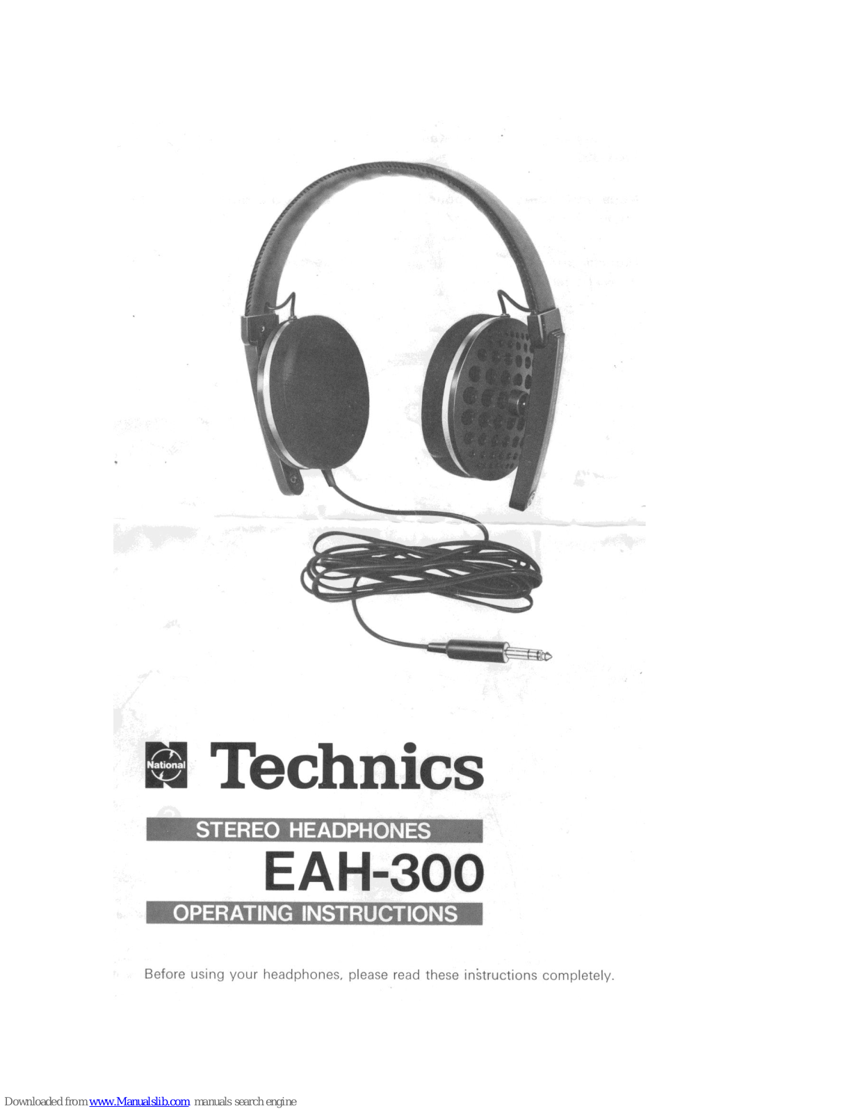 Technics EAH-300 Operating Instructions Manual