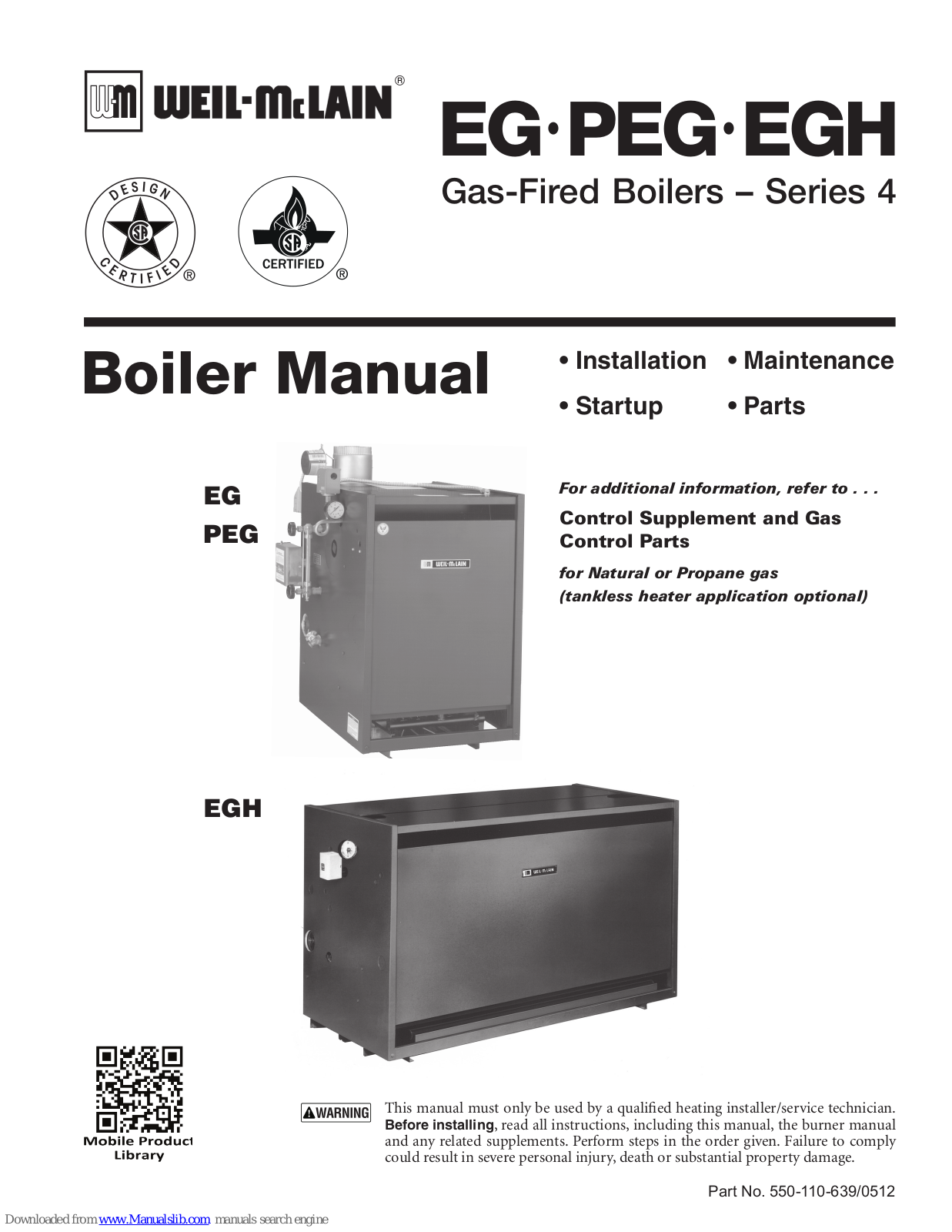 Weil-McLain EG-35, PEG-30, PEG-35, EG-40, EG-45 User Manual