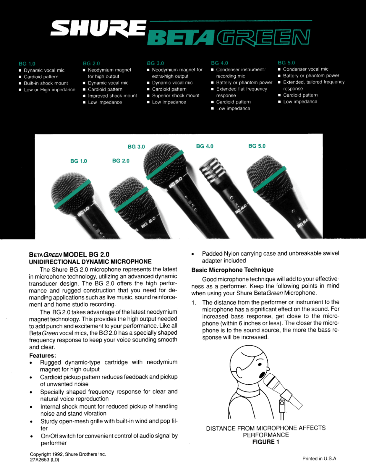 Shure BG 1.0, BG 3.0, BG 2.0, BG 5.0, BG 4.0 User Manual