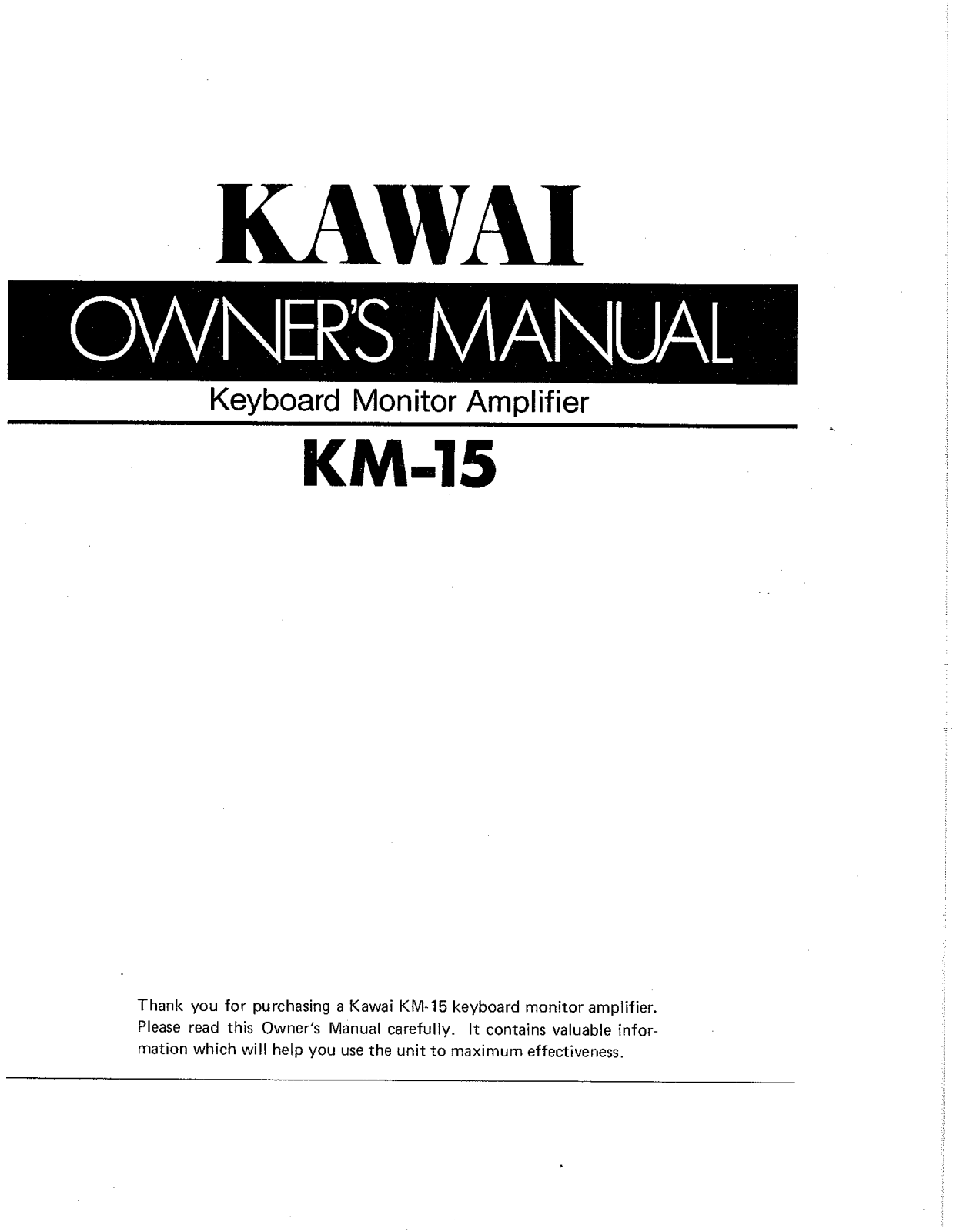 Kawai KM-15 User Manual