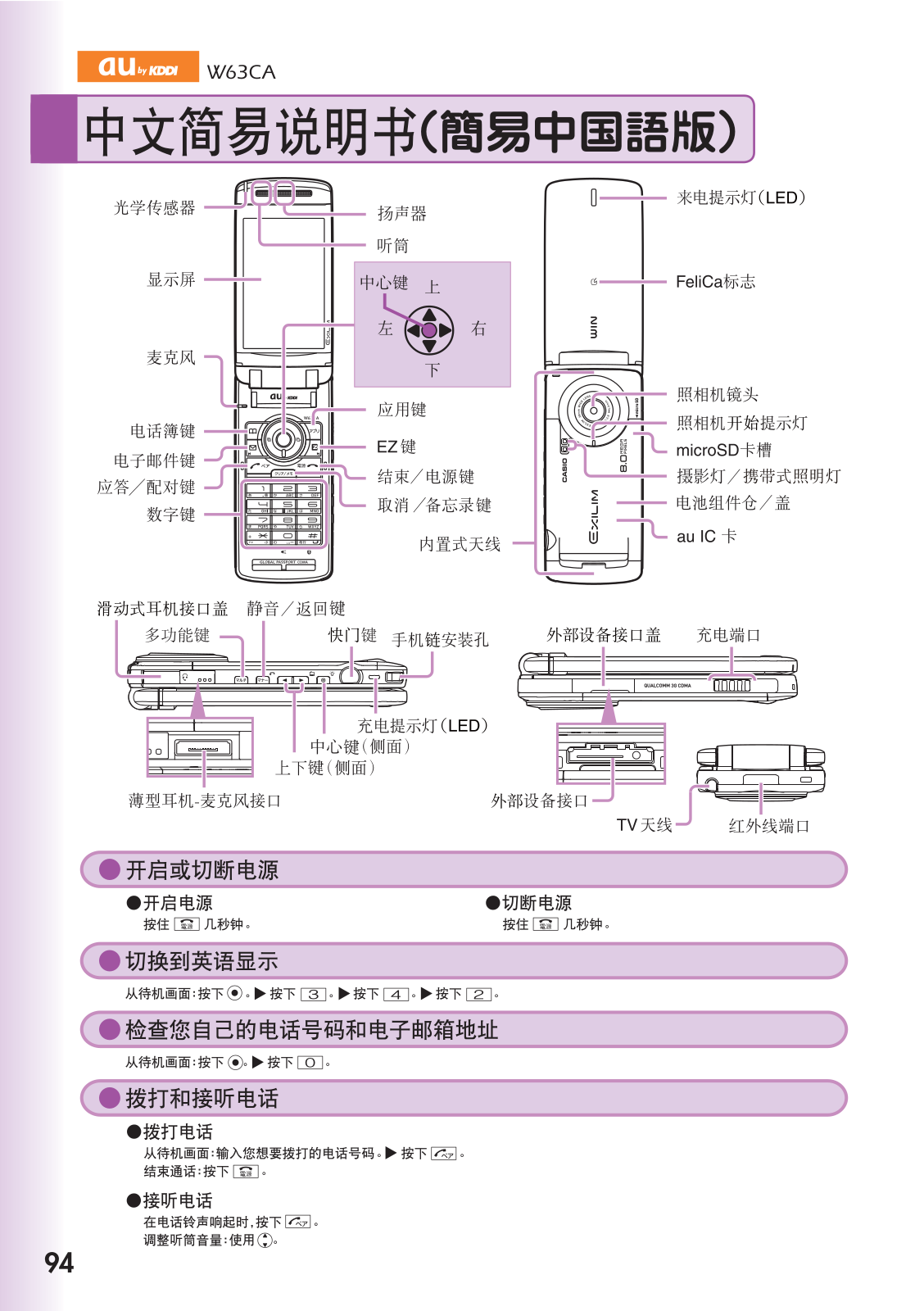 au by kddi W63CA User Manual