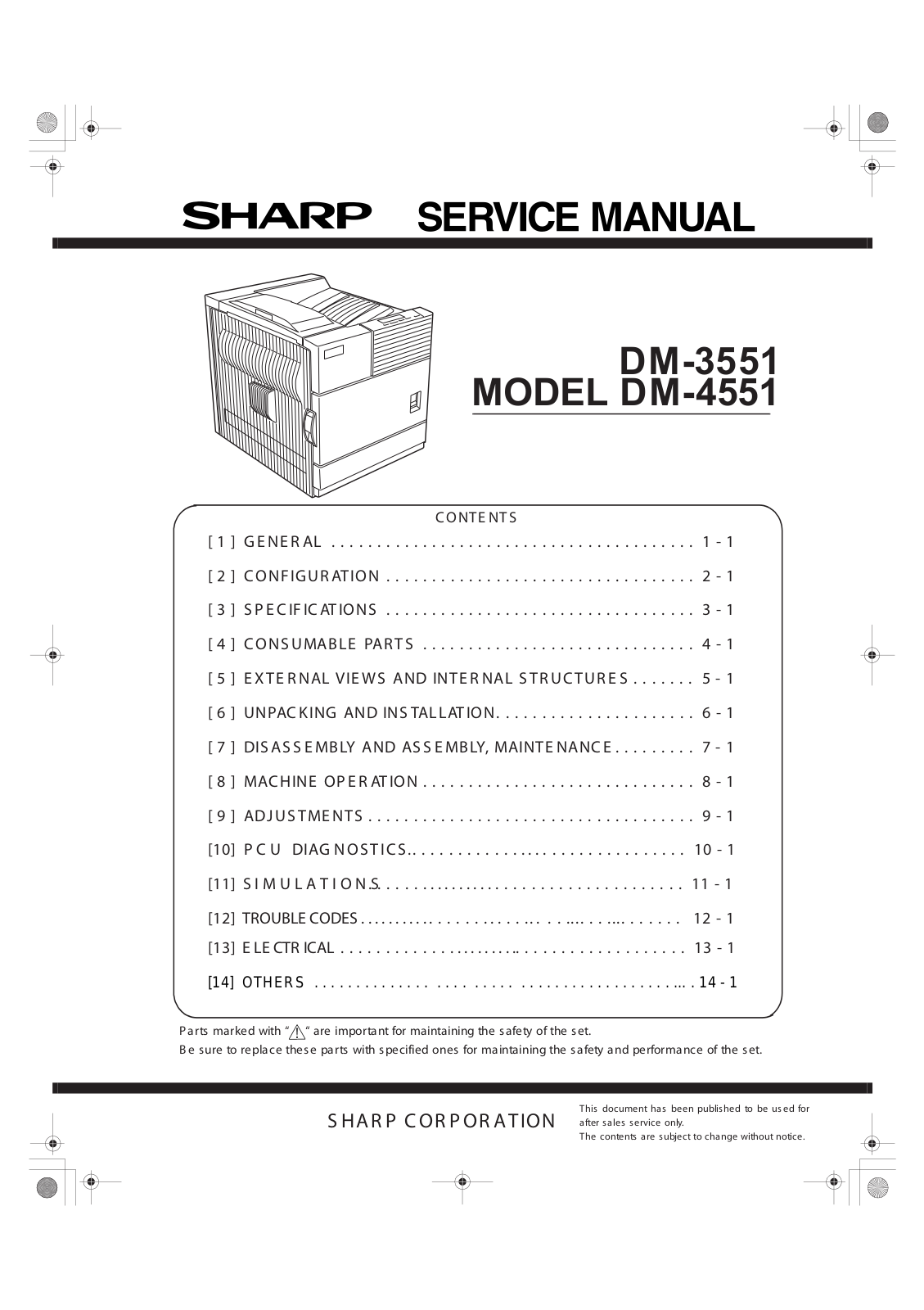 SHARP DM-3551, DM-4551 Service Manual