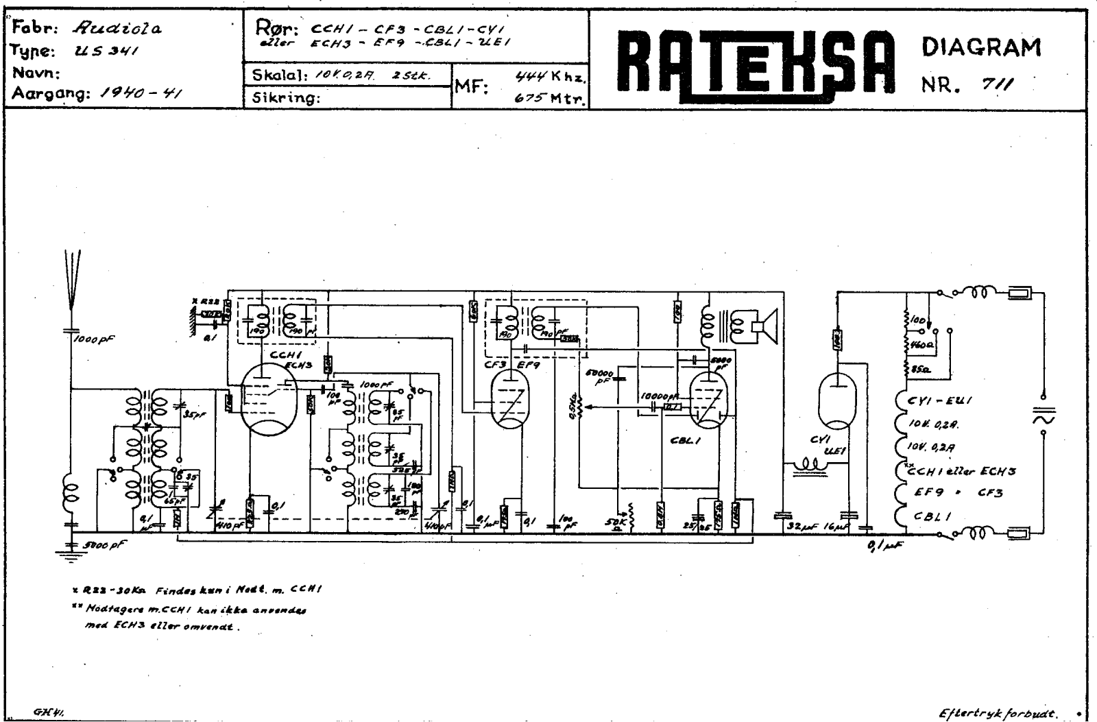 Audiola US341 Schematic