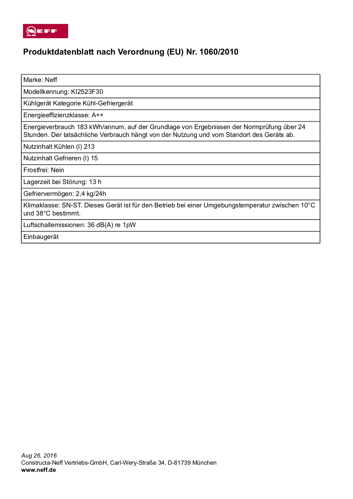 Neff KI2523F30 Service Manual