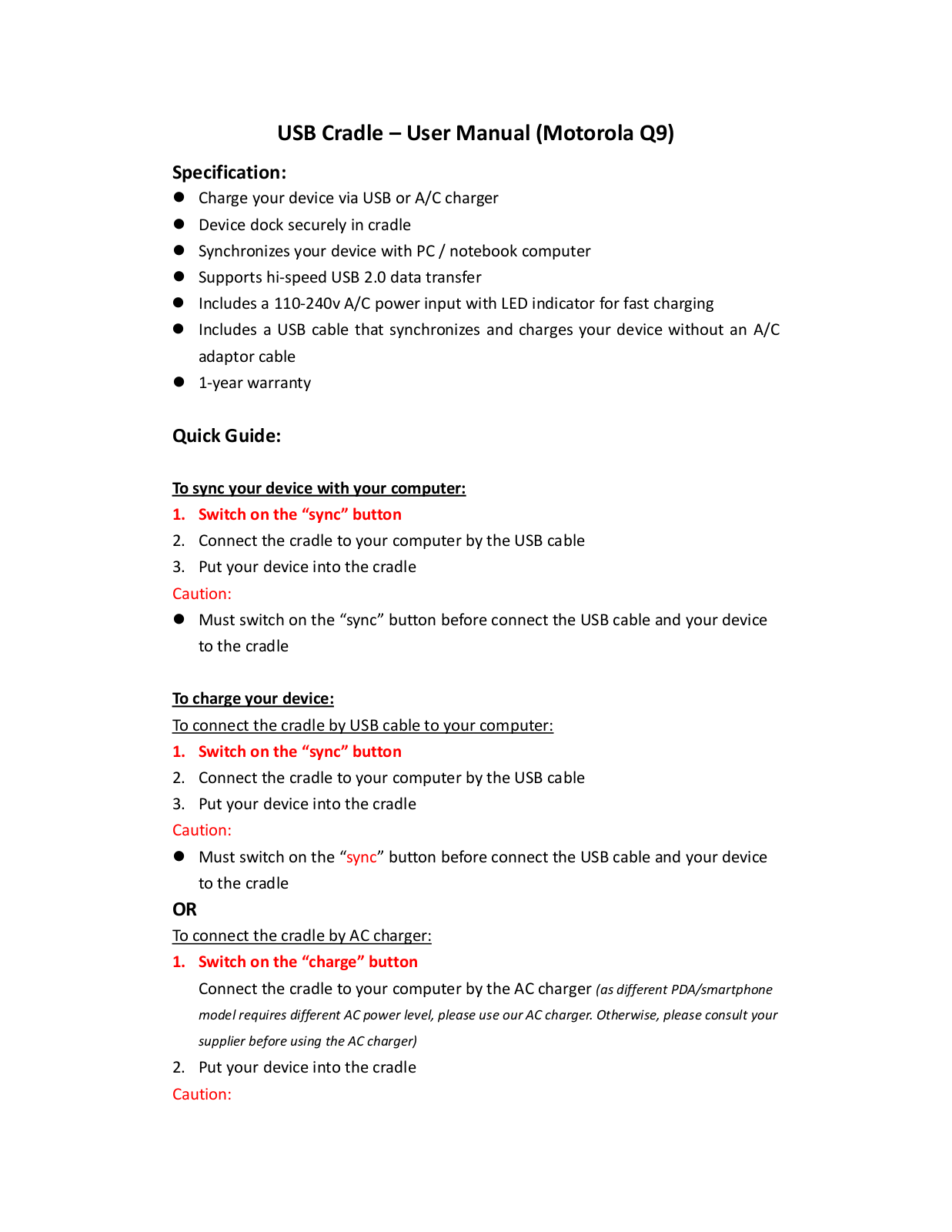 Motorola Q9 User Manual