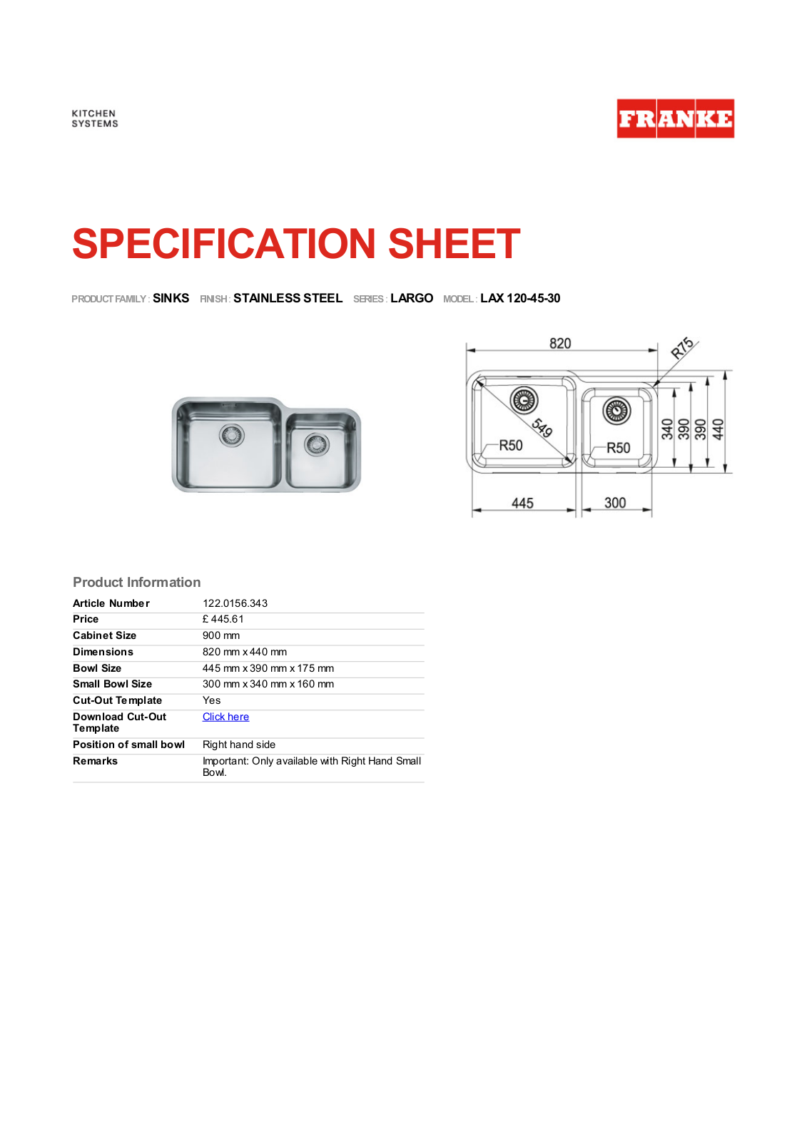 Franke Foodservice LAX 120-45-30 User Manual