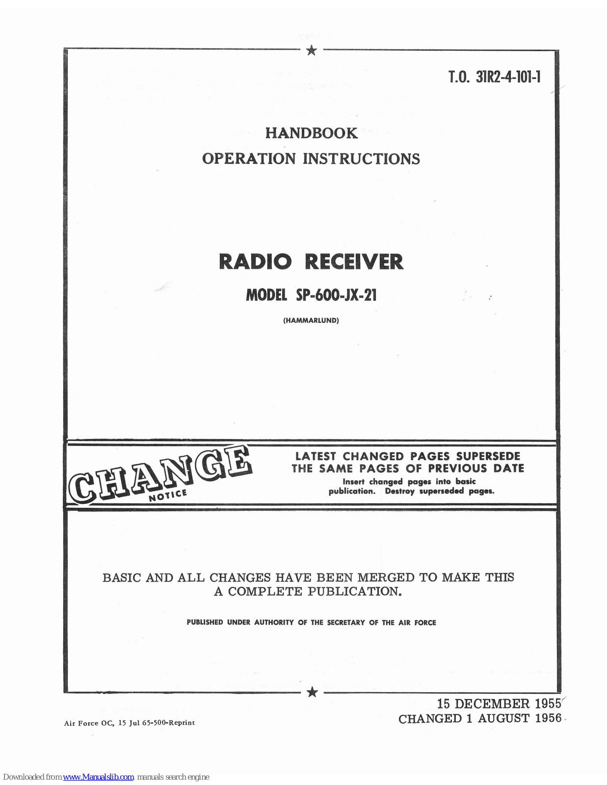 Super-Pro SP-600JX-21 Operation Instructions Manual - ManualMachine.com