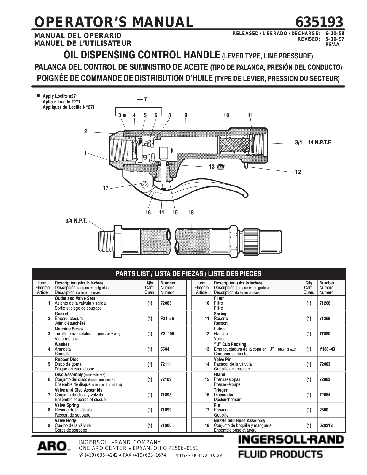 Ingersoll-Rand 635193 User Manual