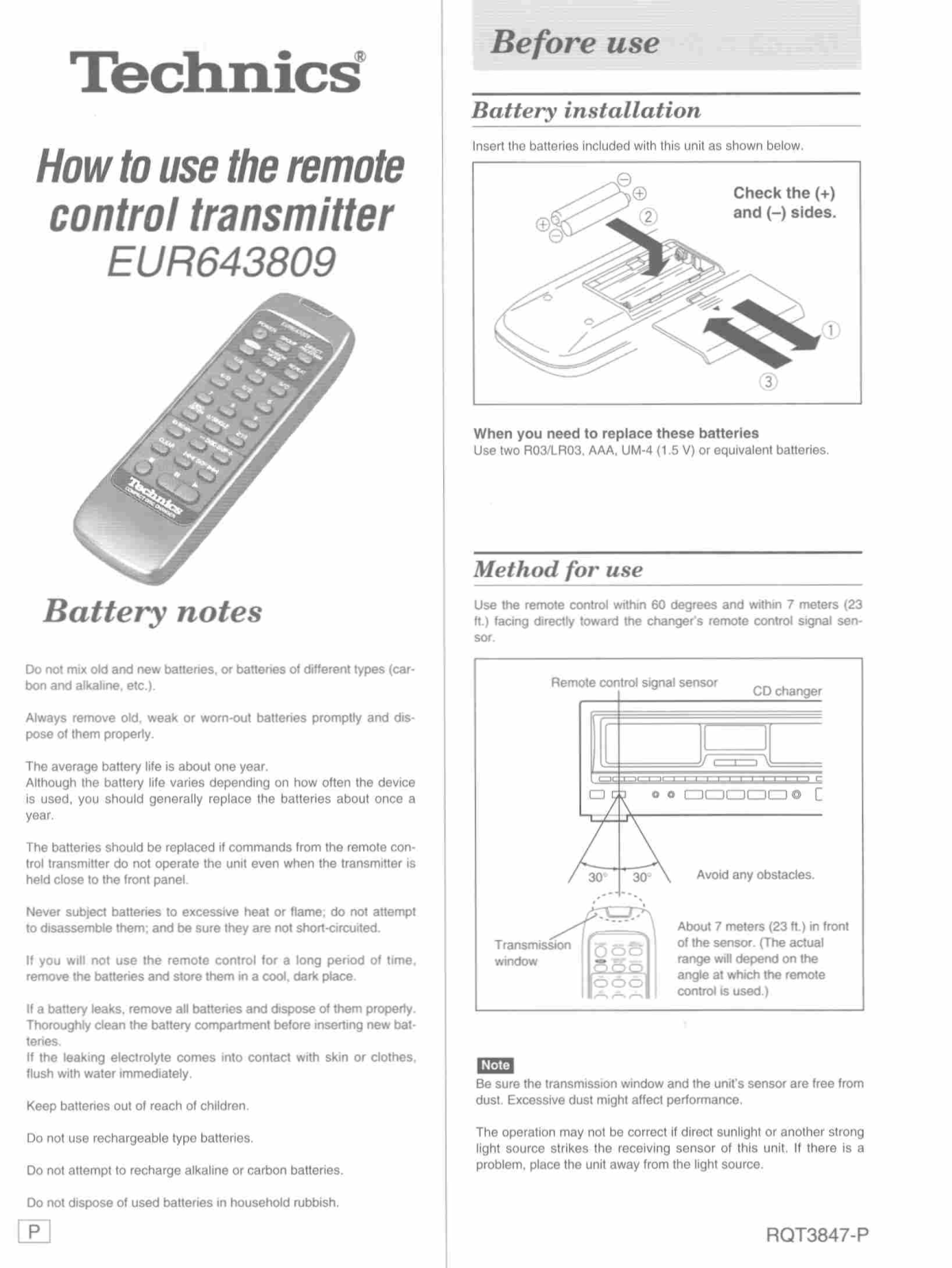 Panasonic eur643809 Operation Manual