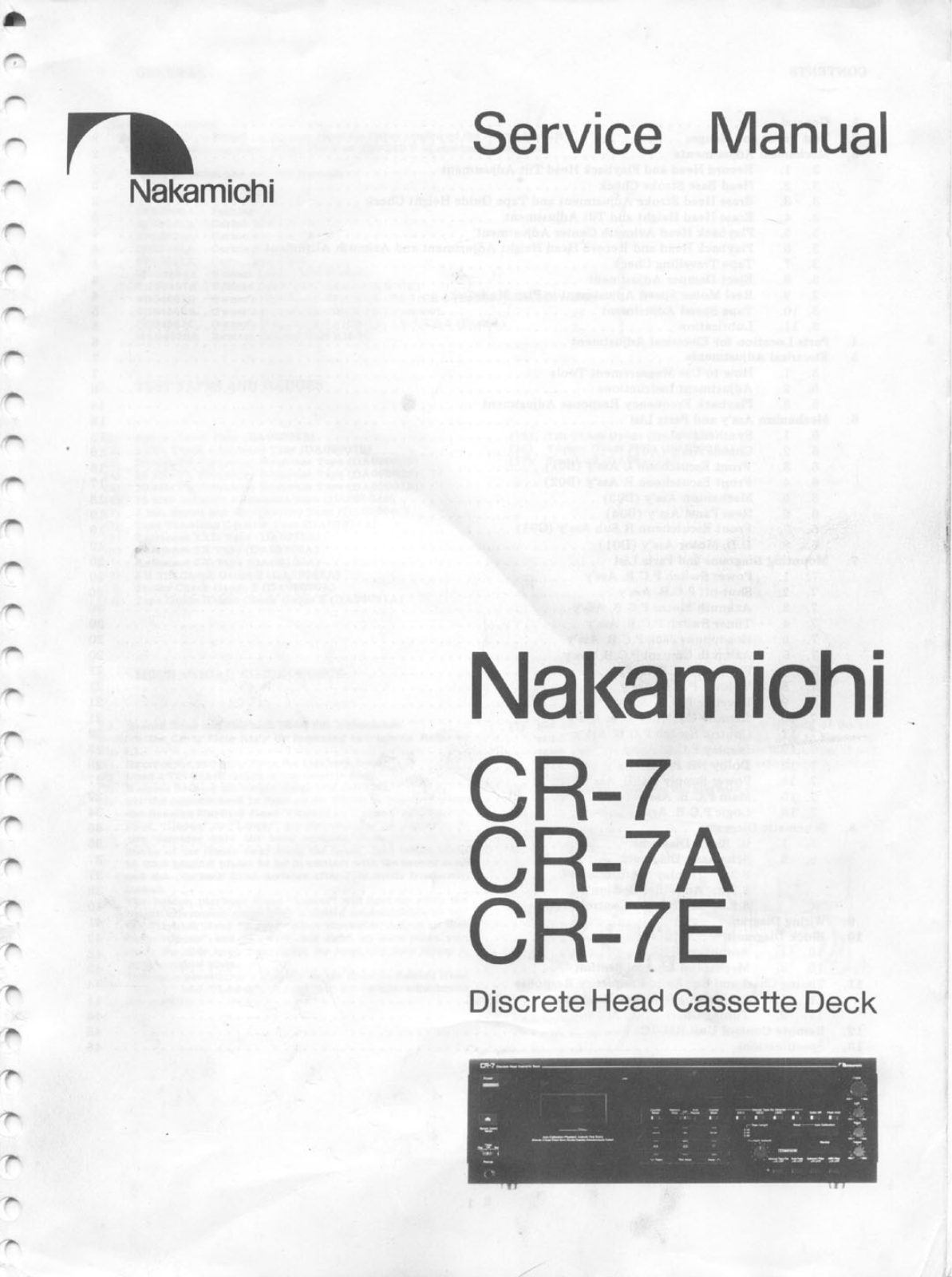Nakamichi CR-7, CR-7-A, CR-7-E Service manual