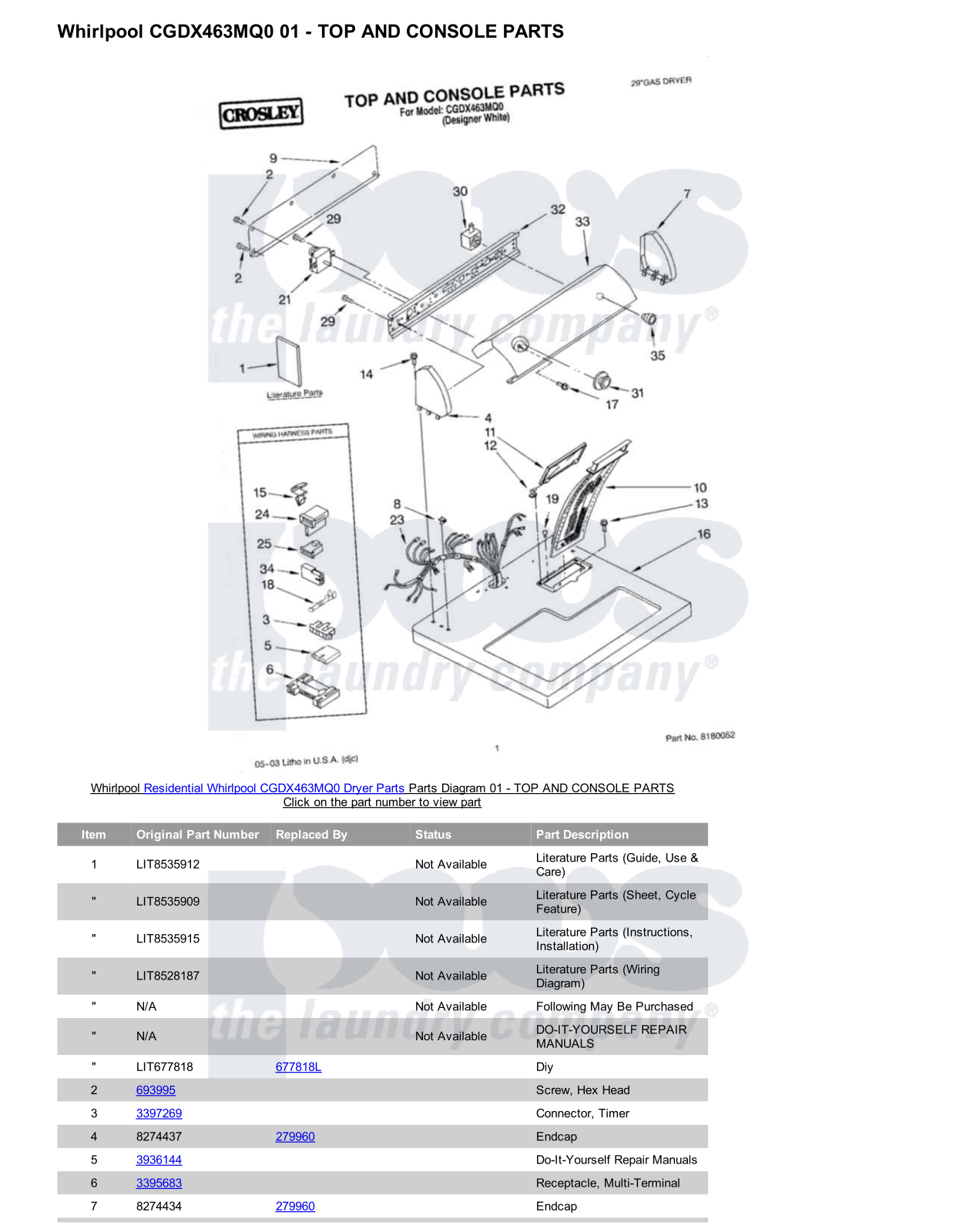 Whirlpool CGDX463MQ0 Parts Diagram