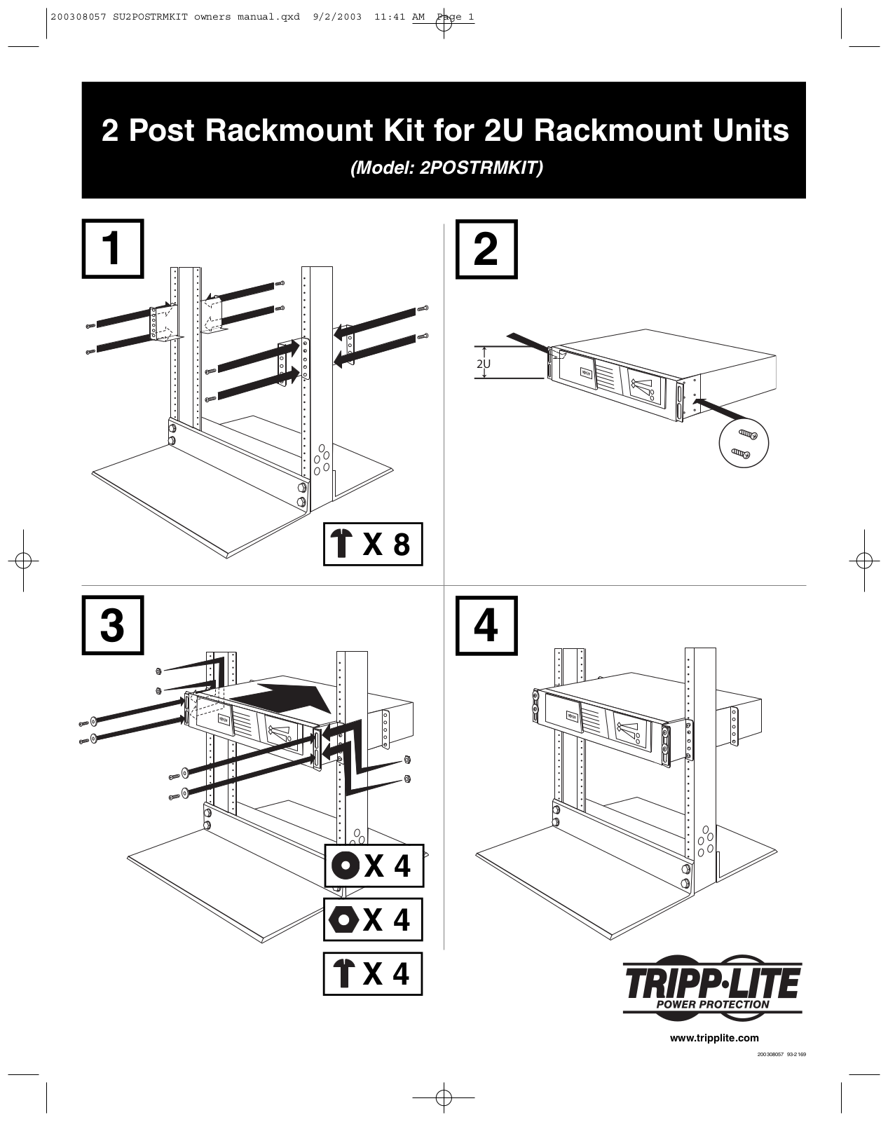 Tripp Lite 2POSTRMKIT User Manual