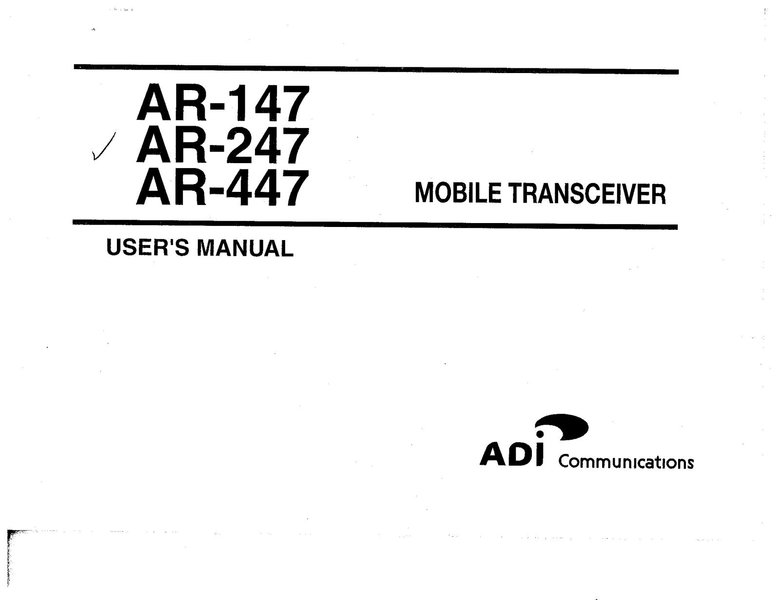 ADi Communications AR-147, AR-447, AR-247 User Manual