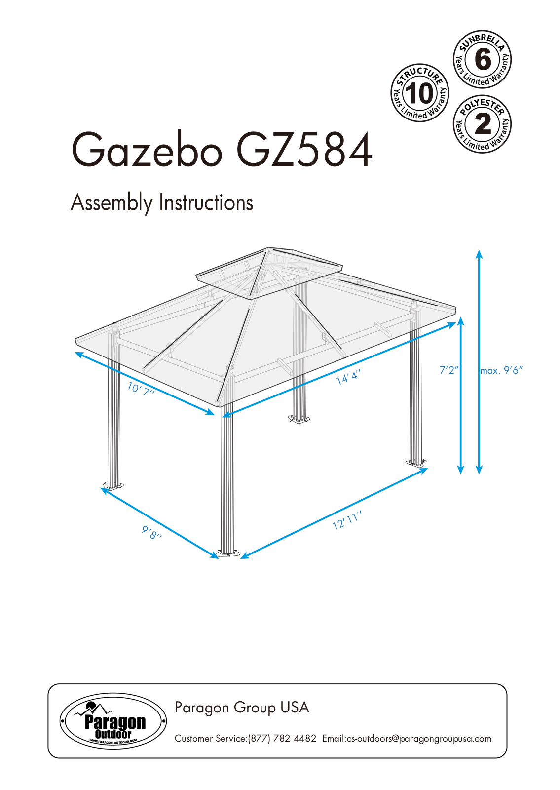 Paragon Outdoor GZ584RK, GZ584NGK2, GZ584S, GZ584NG, GZ584SK2 Assembly Guide