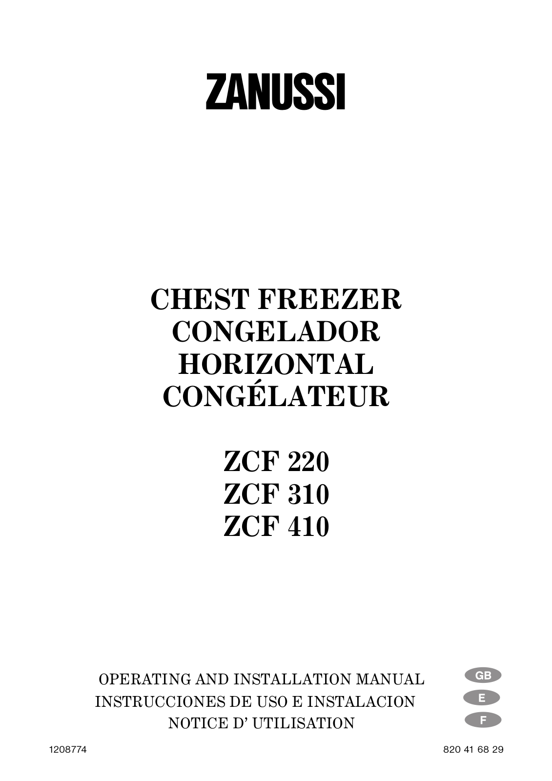 ZANUSSI ZCF220 User Manual