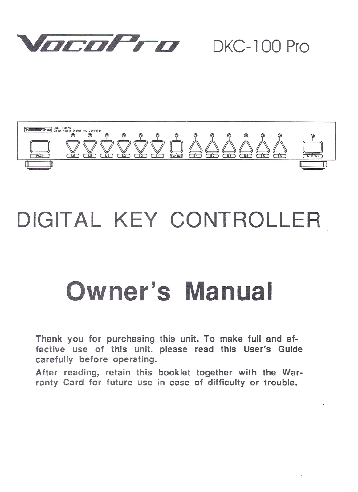 VocoPro DKC-100 pro Owner's Manual