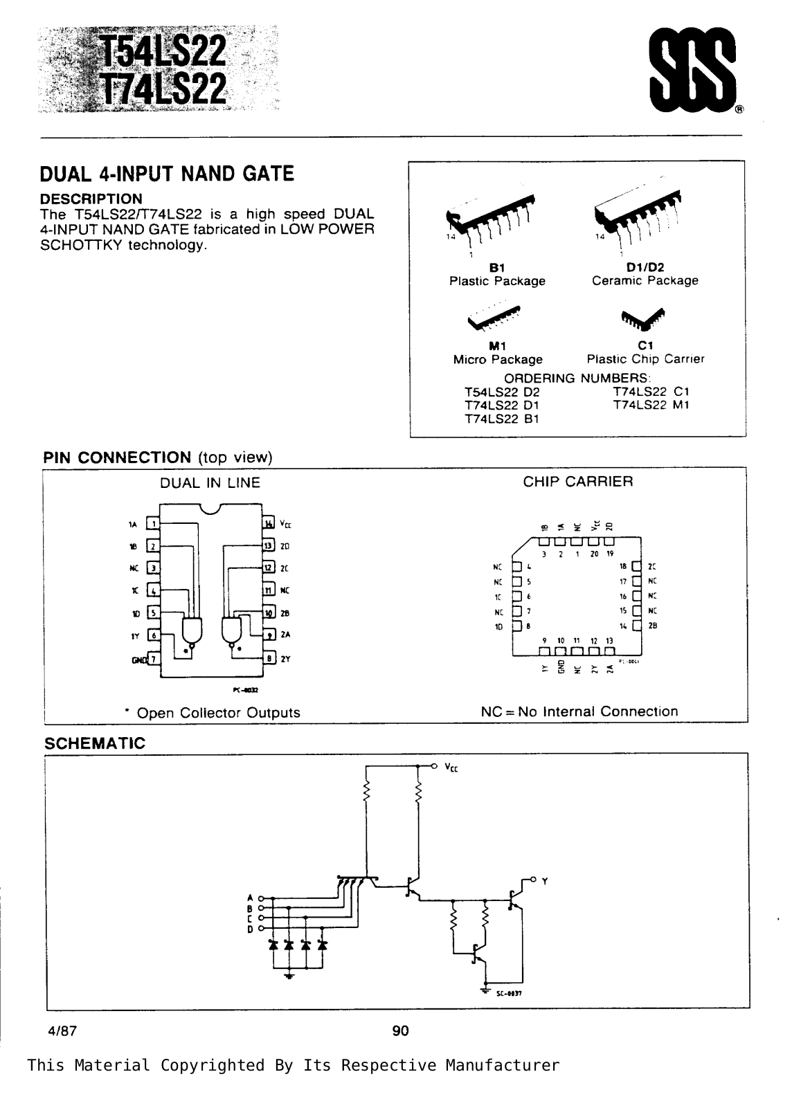 Datasheet T74LS22B1 Specification - ManualMachine.com
