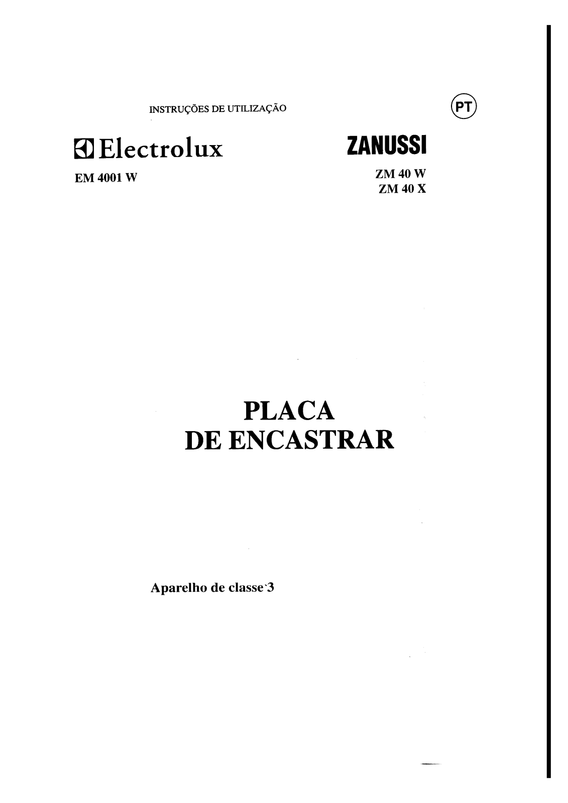 Zanussi ZM40X, ZM40W User Manual