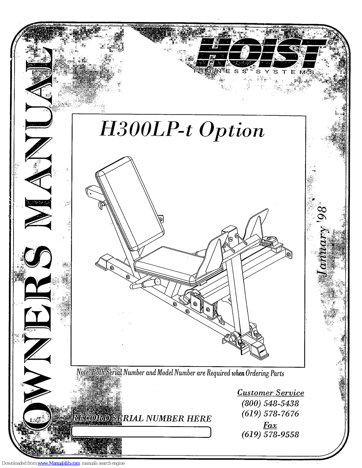 Hoist Fitness H300LP-t Option Owner's Manual