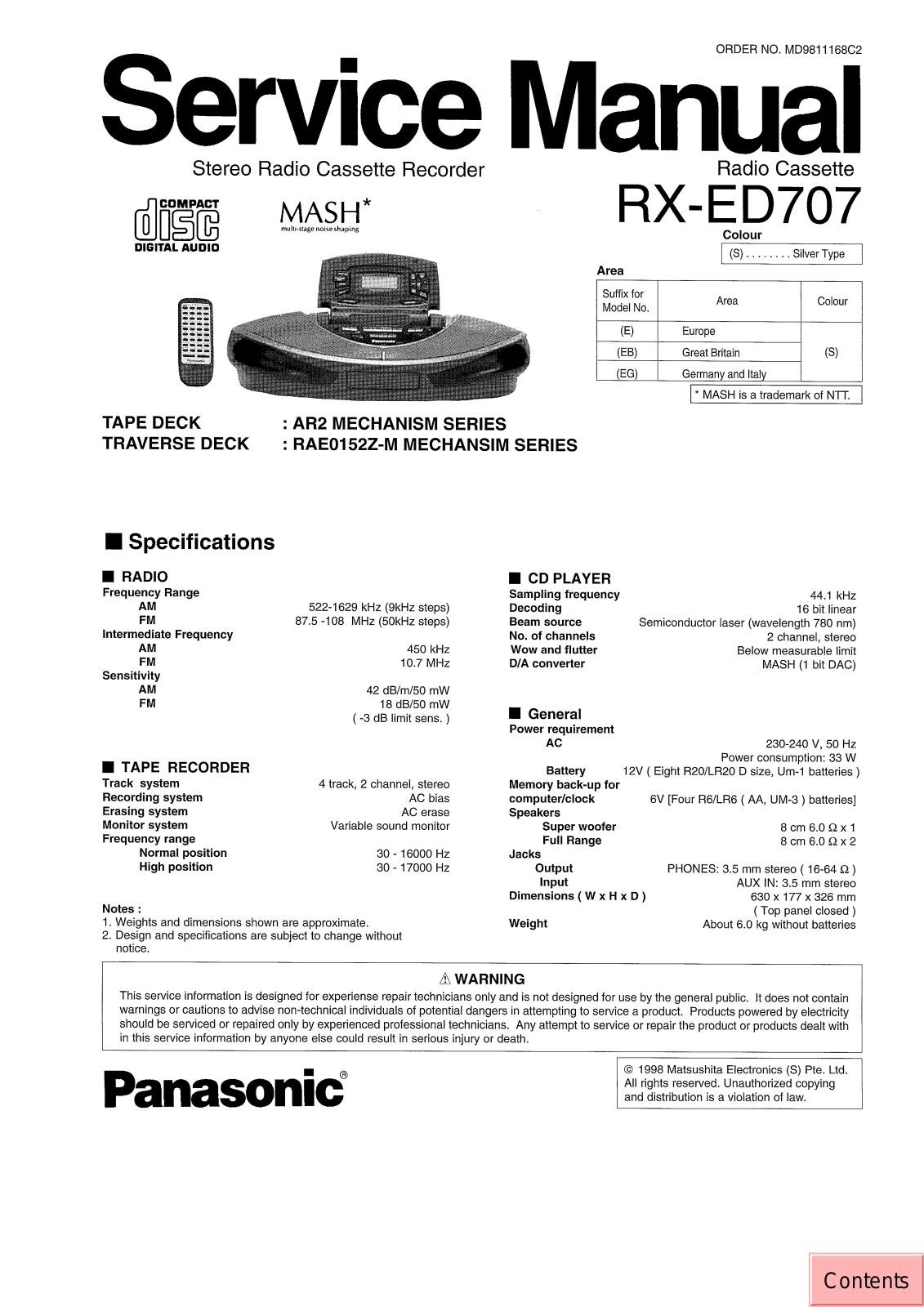 JVC RX ED707 E, RX ED707 EB, RX ED707 EG Service Manual