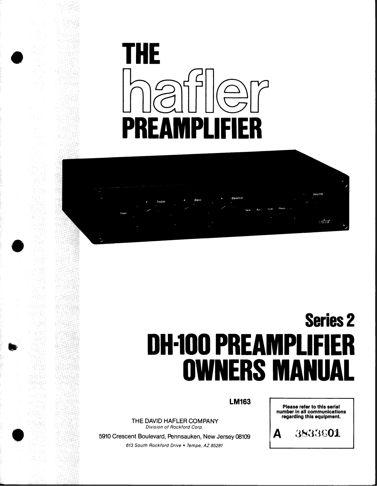 Hafler DH-100 User Manual