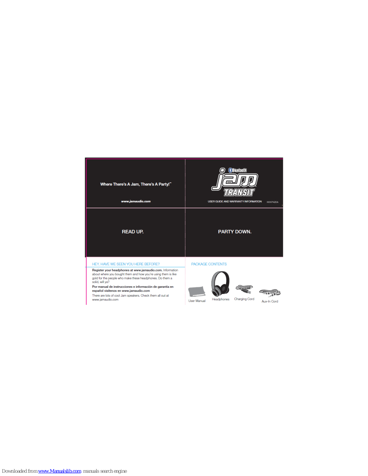 Jam Transit, HXHP420A User Manual And Warranty Information