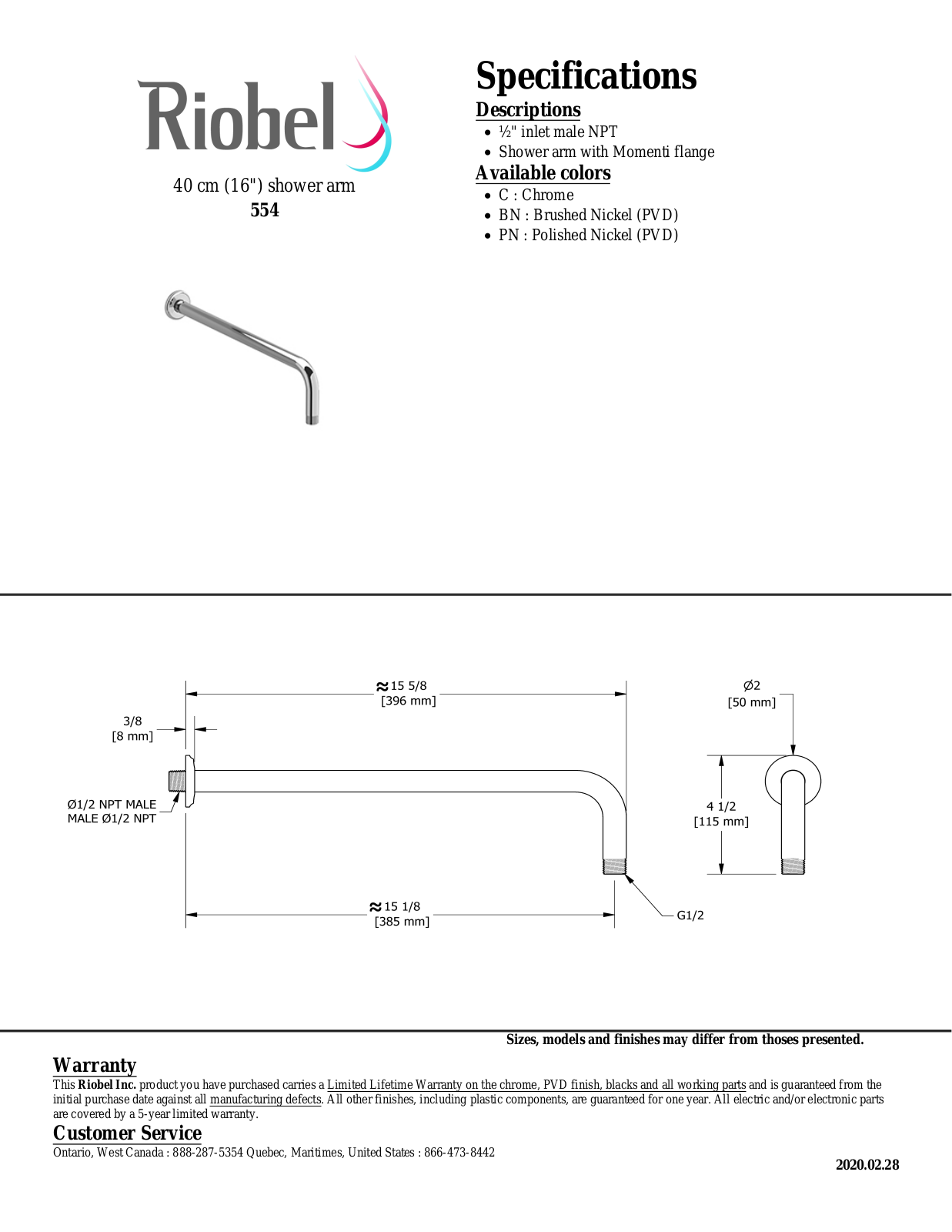 Riobel 554C Specifications - ManualMachine.com