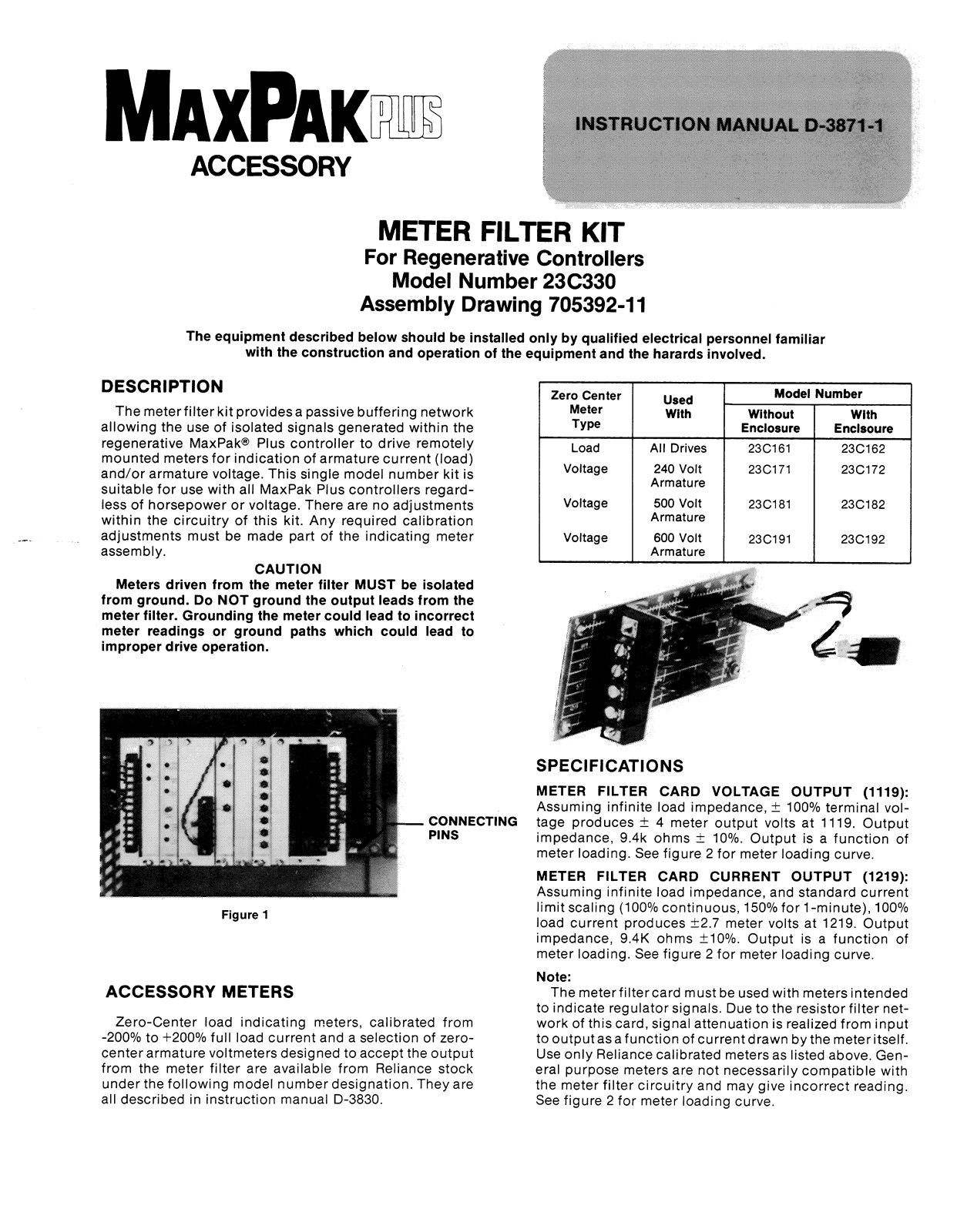 Rockwell Automation MaxPak Plus Regen Meter Filter User Manual