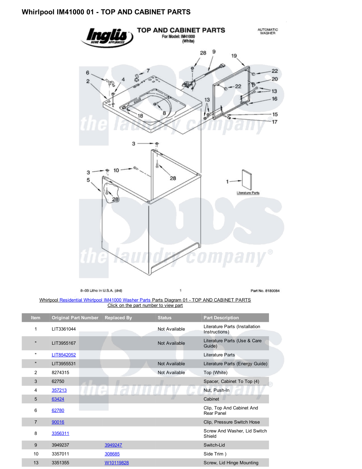 Whirlpool IM41000 Parts Diagram