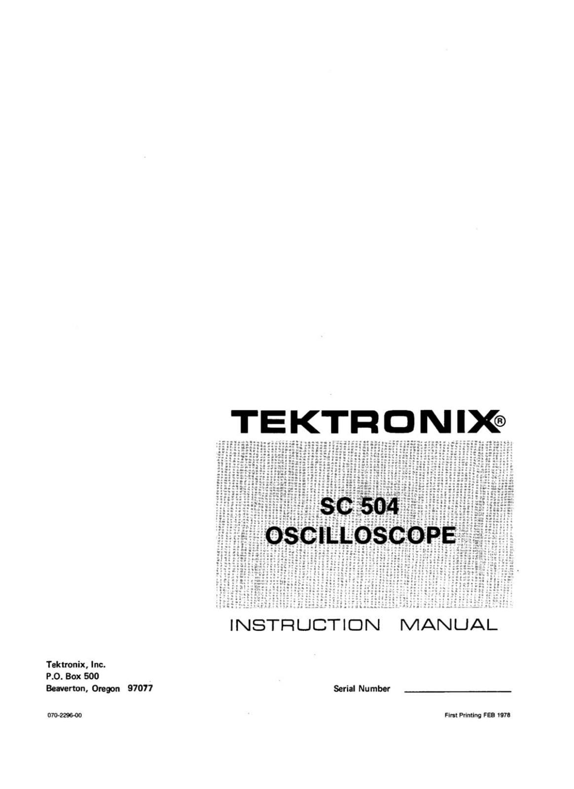 Tektronix SC 504 User Manual