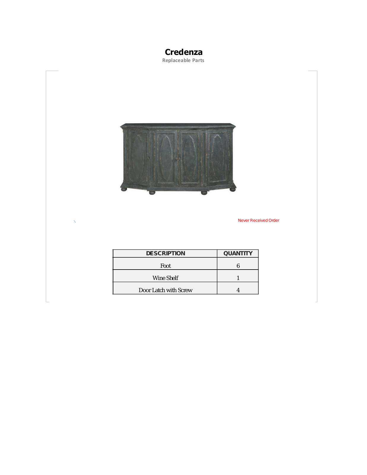 One Allium Way OAWY7788 Replaceable Parts List