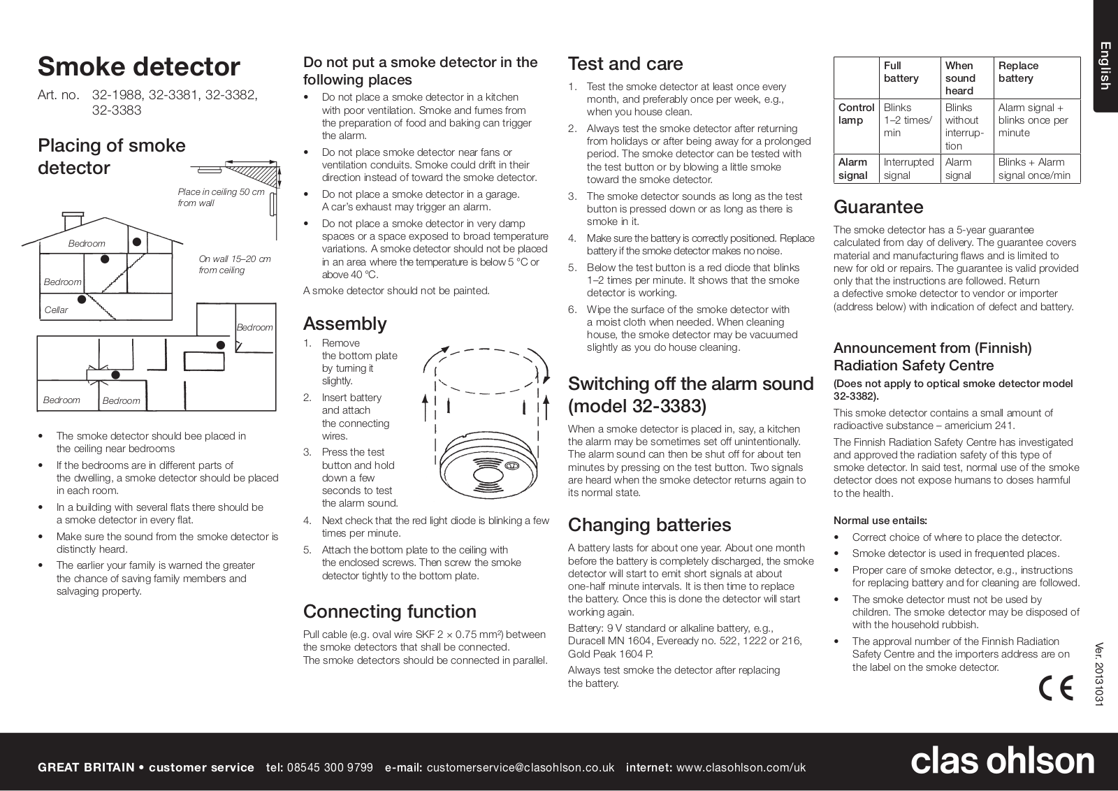 Clas Ohlson 32-3381, 32-3383, 32-1988, 32-3382 User Manual