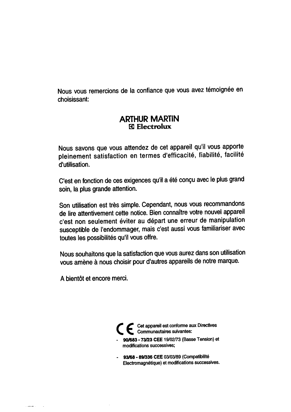 Arthur martin TE0014N, TE0014T, ACC985W, TE0014W User Manual