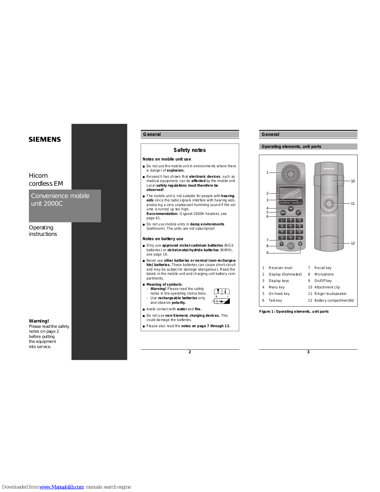 Siemens Gigaset 2000C, Gigaset 2000H, Gigaset 2000L Operating Instructions Manual