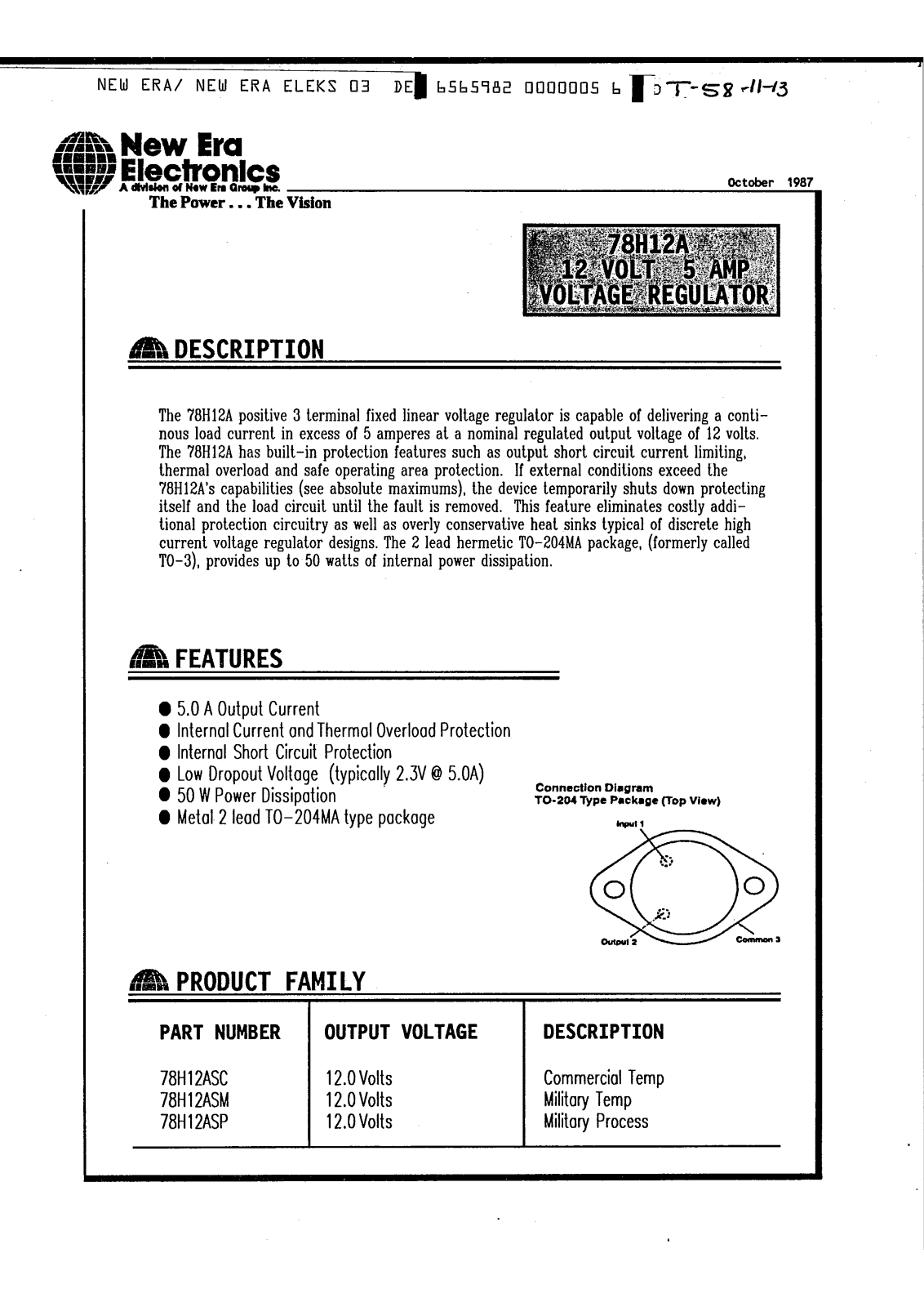 NEE 78H12KC, 78H12 Datasheet