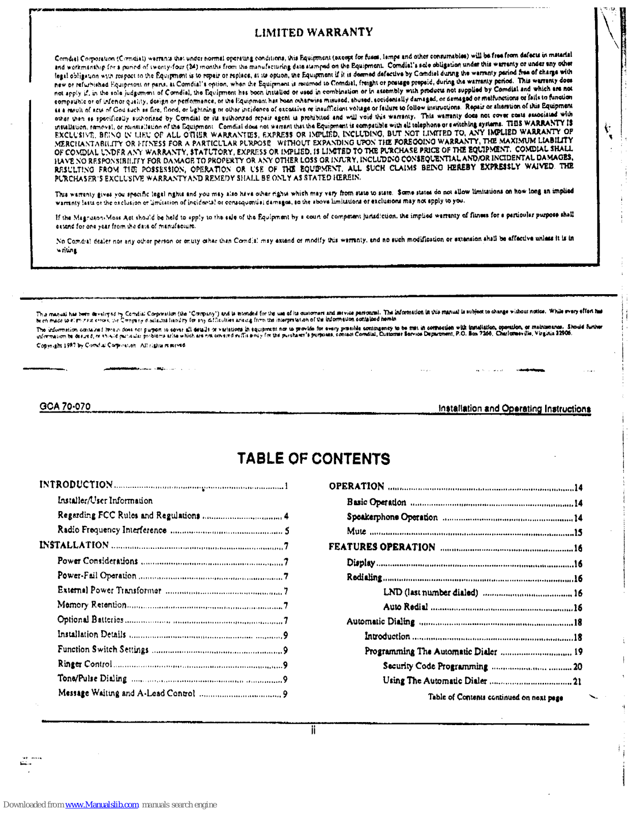 Comdial Voice Express 41C Installation And Operating Instructions Manual