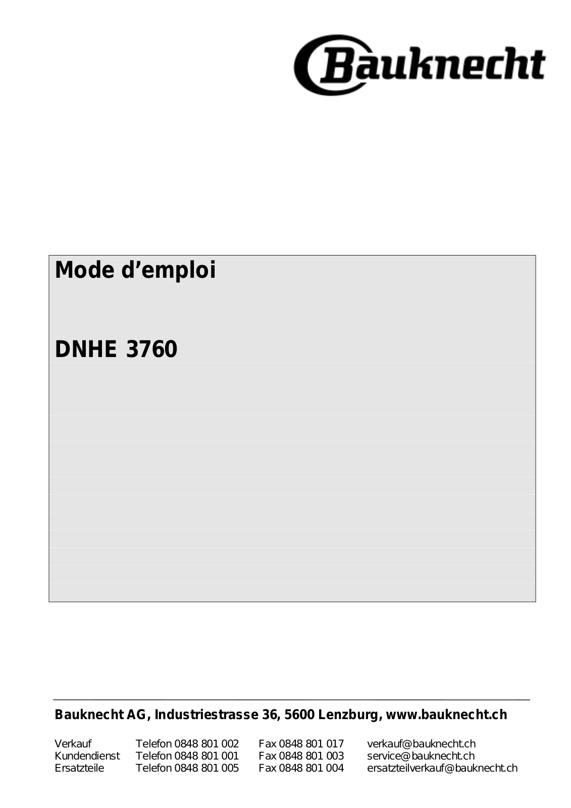 BAUKNECHT DNHE3760 User Manual