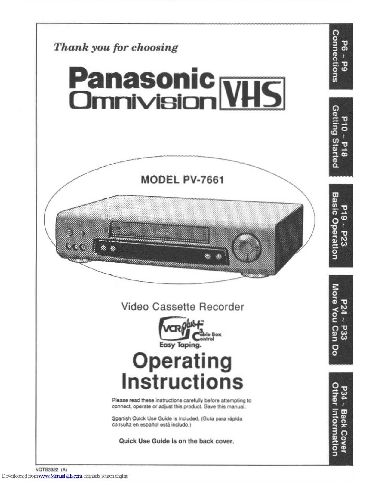 Panasonic Omnivision PV-7661 Operating Instructions Manual