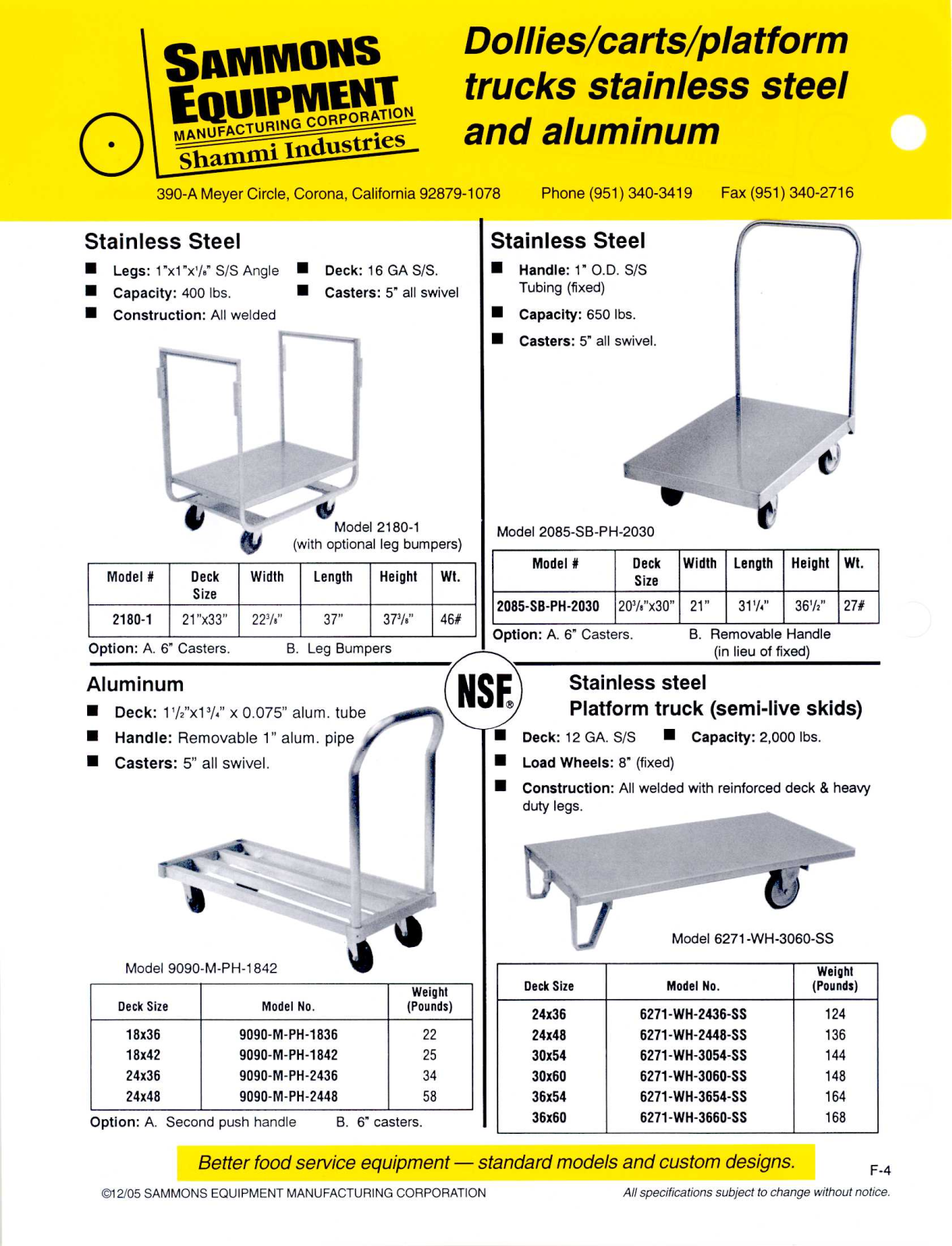 Sammons Equipment 2085-SB-PH-2030 User Manual