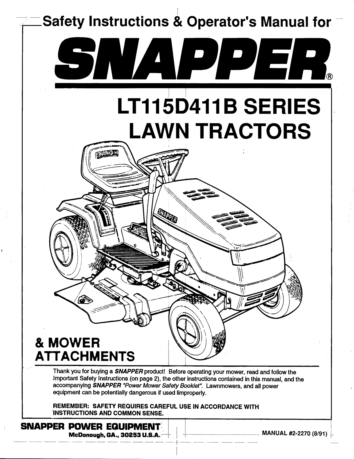 Snapper LT115D114B User Manual